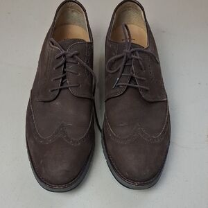 Johnston & Murphy Martell Wingtip Oxford Dress Shoe, Size 11M, Sheepskin, Brown